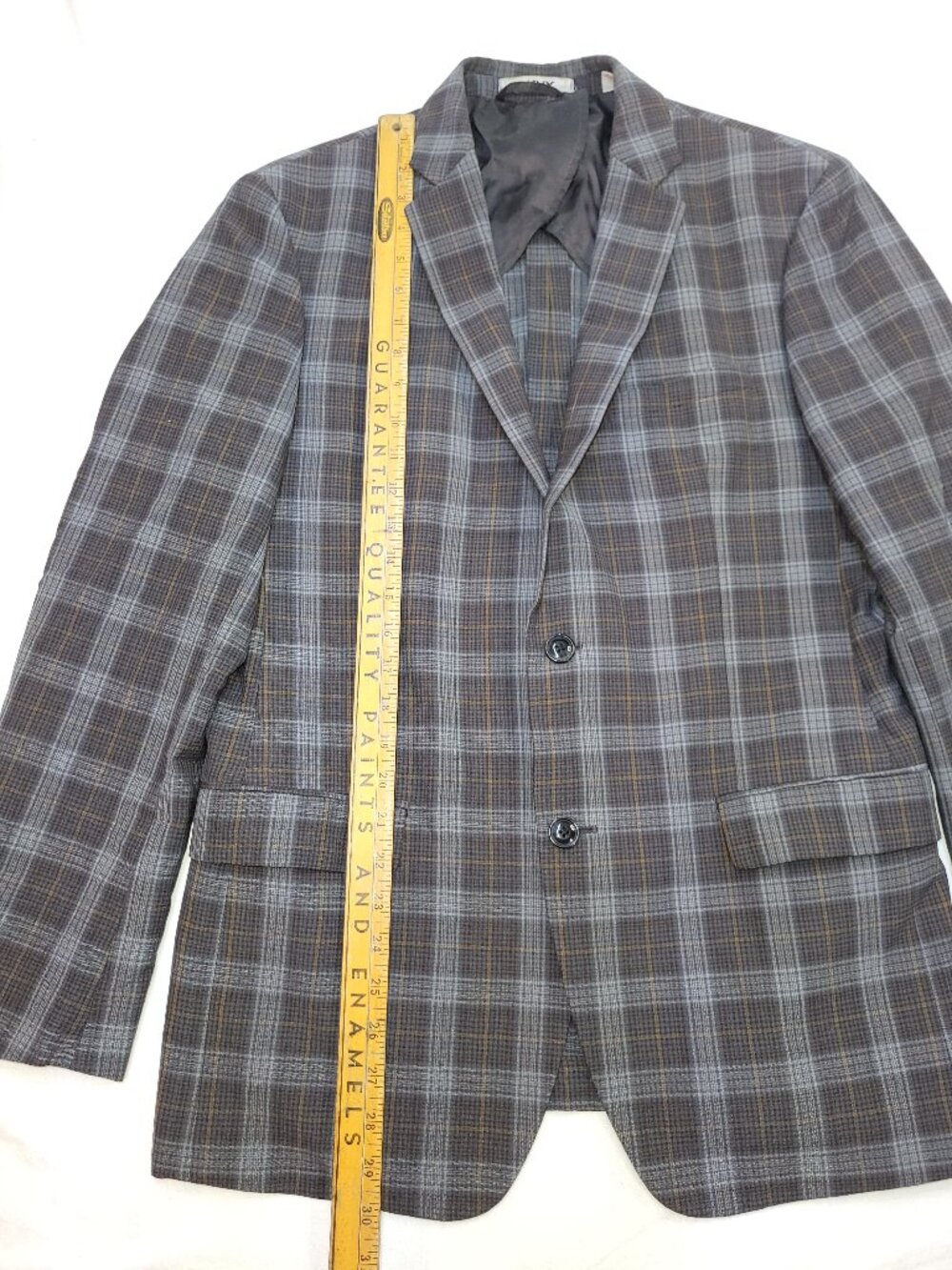 DKNY Men's Grey Plaid Check Two-Button Blazer Sport Coat Size 40R - Picture 13 of 13